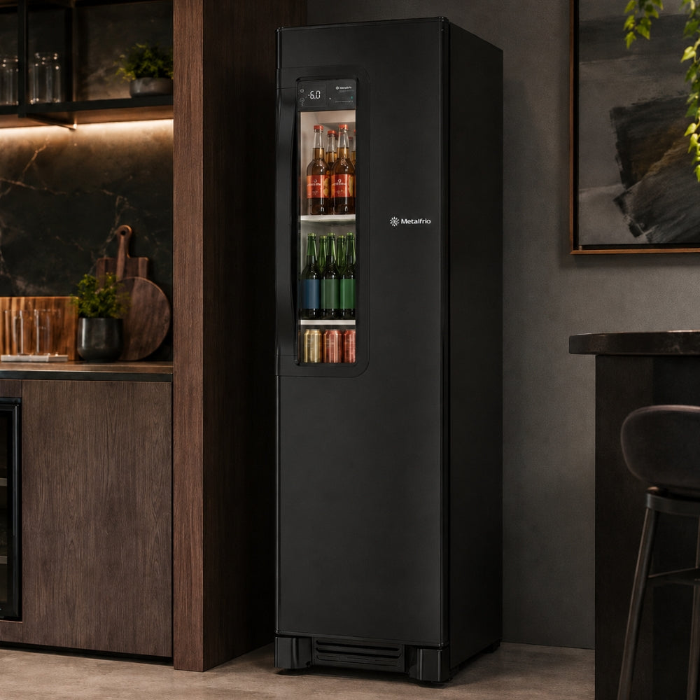 Cervejeira Beer Maxx Preto Onix 336/300L Porta Com Visor +2°C a -6ºC VN28T 220V - Metalfrio