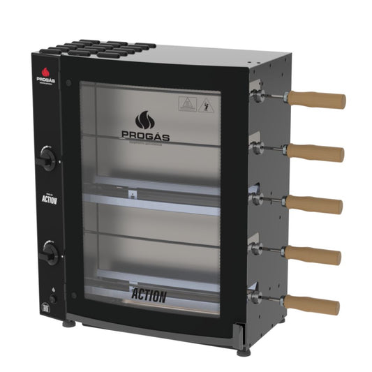 Assador de Frango Rotativo Profissional a Gás 5 Espetos Tubular PRAC-05T Action 220V – Progás