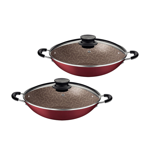Kit - 2 Panelas Wok 6L Alumínio 36 Cm Paris Vermelho - Tramontina