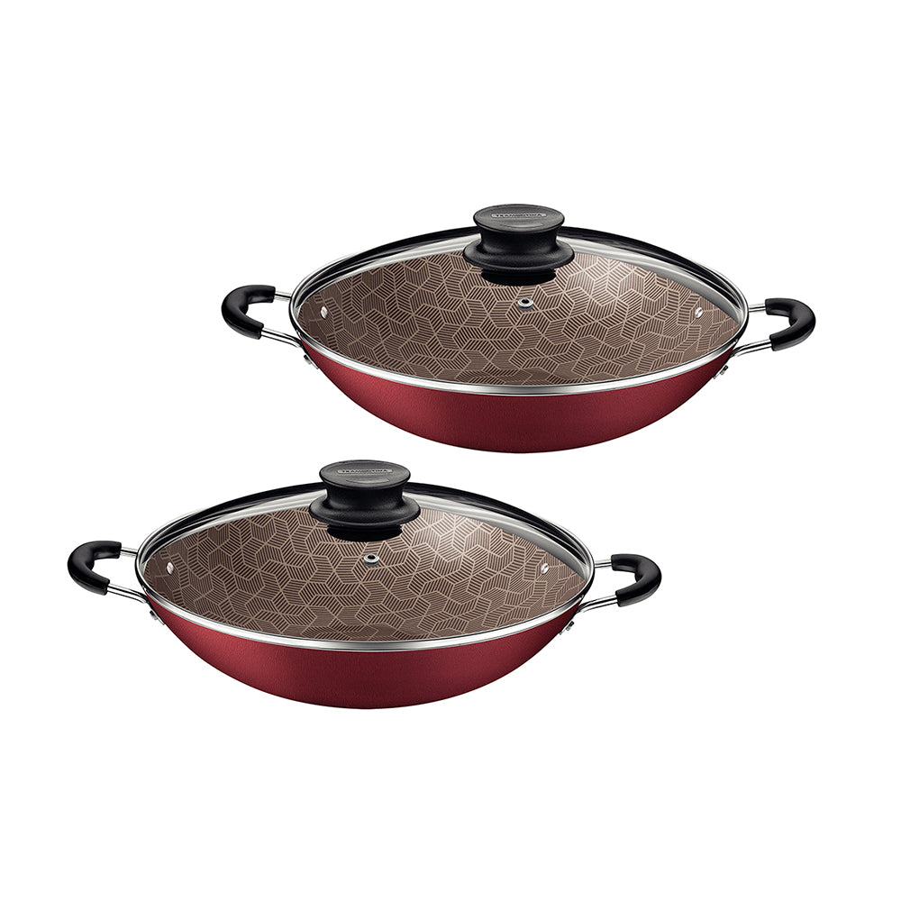 Kit - 2 Panelas Wok 6L Alumínio 36 Cm Paris Vermelho - Tramontina