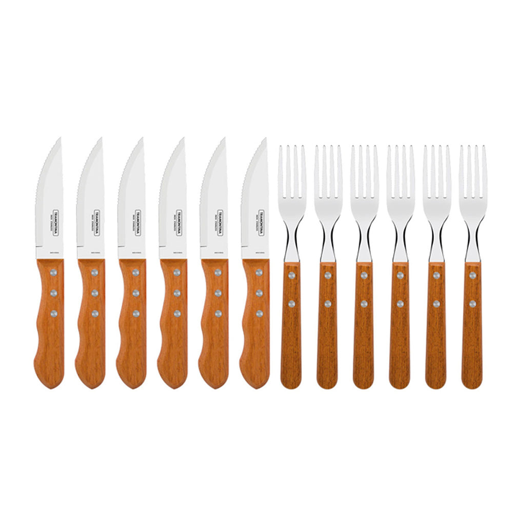 Kit  Panela Wok 6L Alumínio 36 Cm Paris Vermelho + 1 Jogo Churrasco 12pç - Tramontina