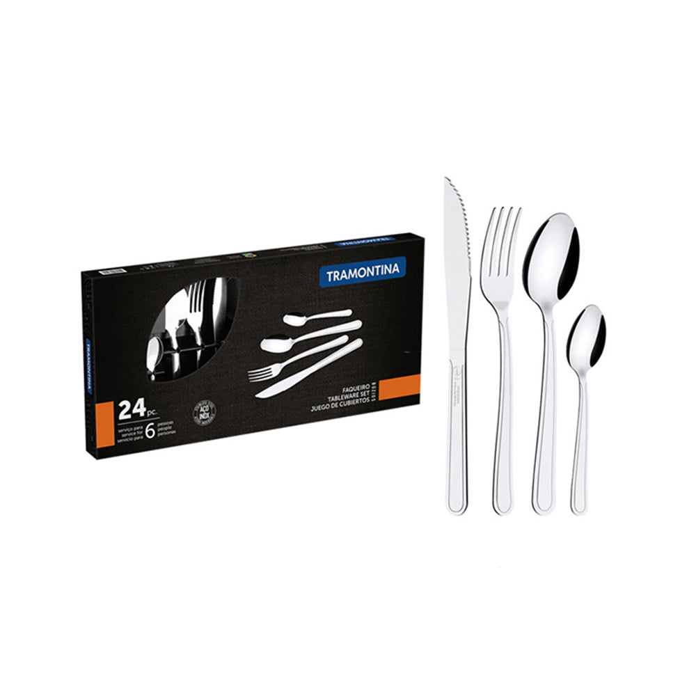 Kit - Panela Wok 6L Alumínio 36 Cm Paris Vermelho + 1 Faqueiro Inox 24pç - Tramontina