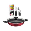 Kit - Panela Wok Alumínio 28cm Loreto Vermelho + 1 Faqueiro 30pç - Tramontina