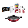 Kit - Panela Wok Alumínio 28cm + 1 Faqueiro Vermelho 30pç + 1 Faqueiro Inox 24pç - Tramontina
