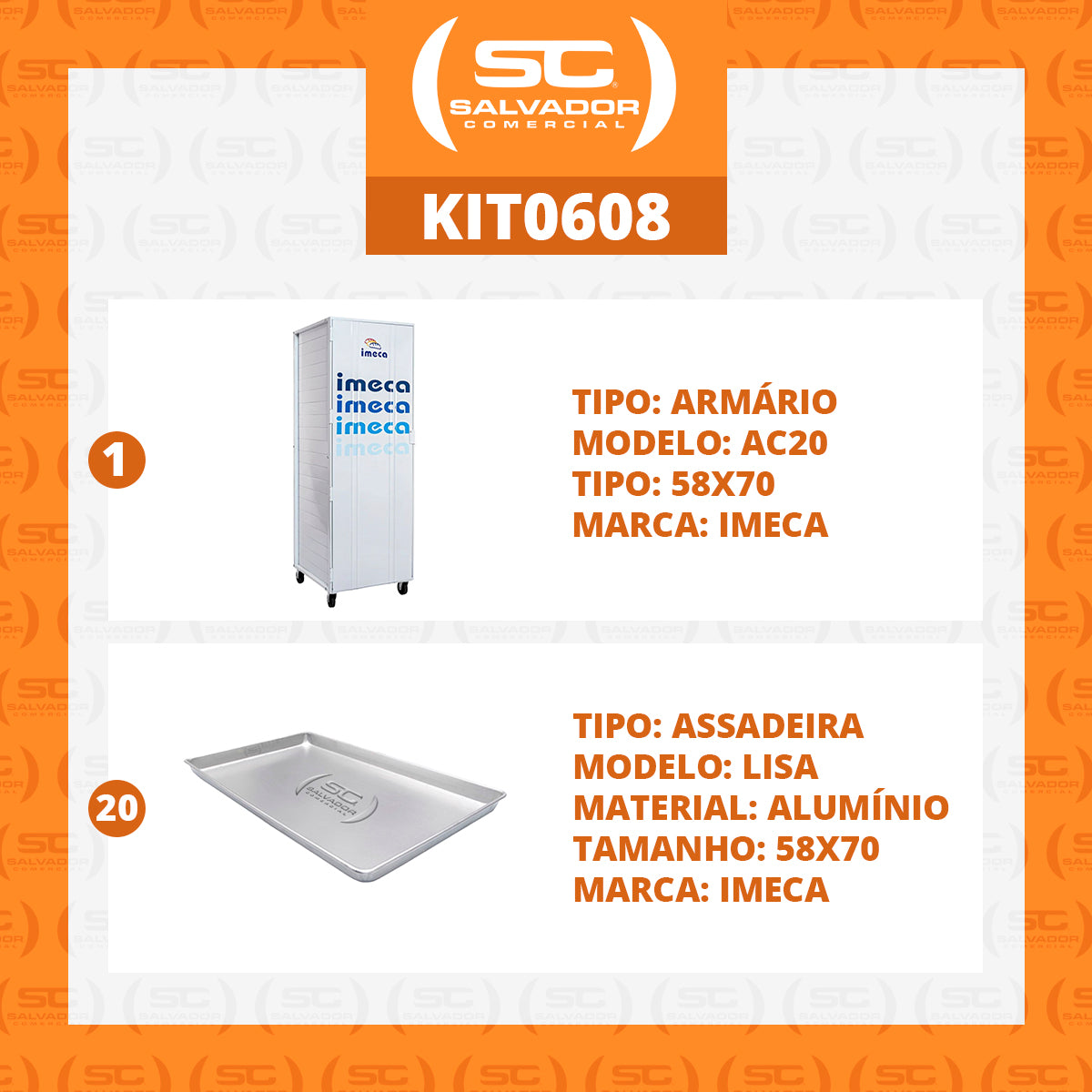 Kit - Armário Crescimento 20 Níveis 58x70 AC20 + 20 Assadeiras Formas Alumínio - Imeca