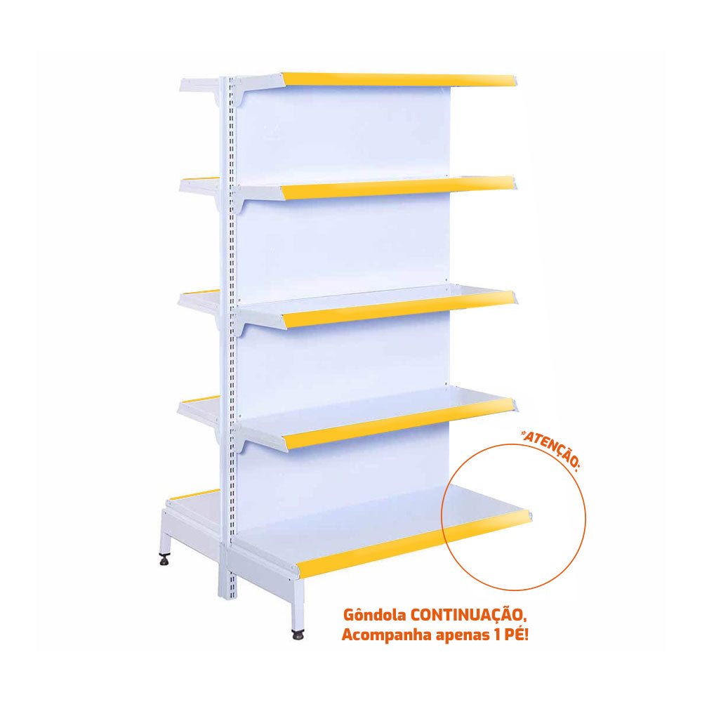 Gôndola Prateleira New Plus 1,70 Central Continuação GCC - Sa Gôndolas Porta Etiquetas Amarelo
