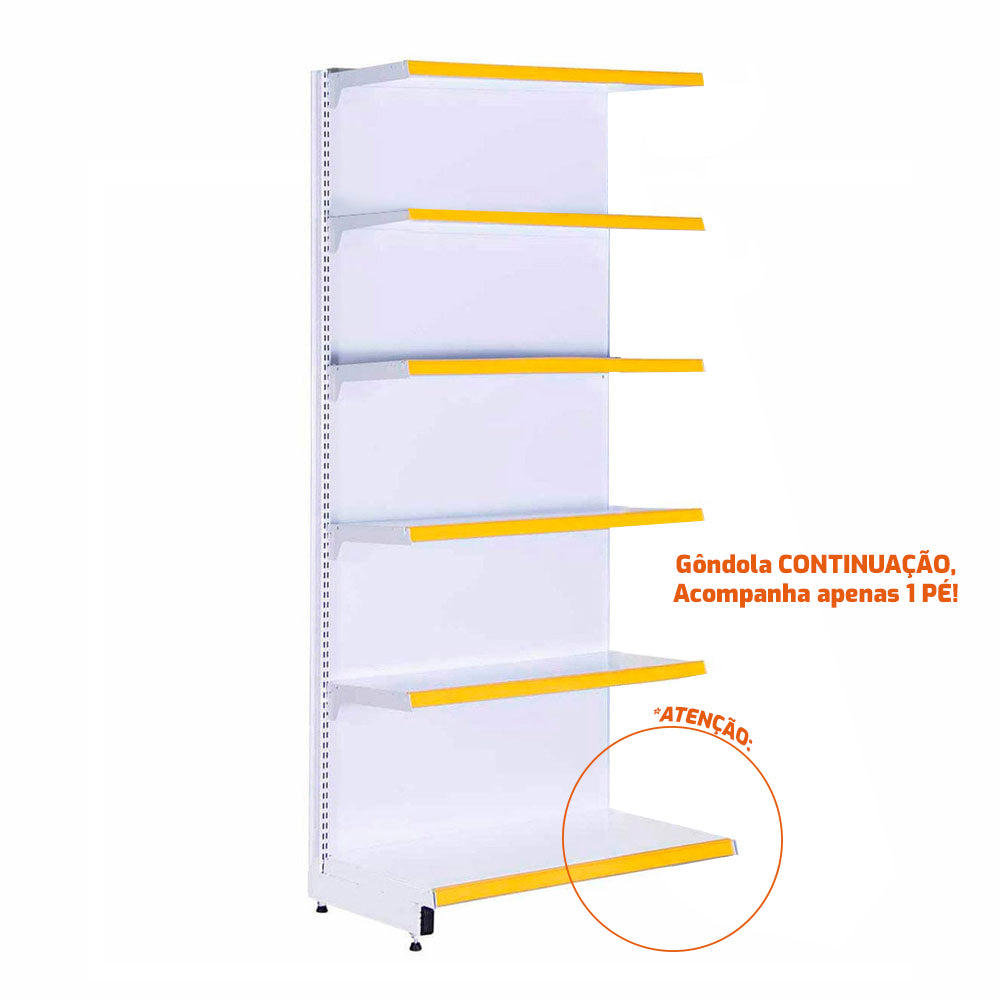 Gôndola Prateleira New Plus 2,00 Parede Continuação GPC - Sa Gôndolas Porta Etiquetas Amarelo