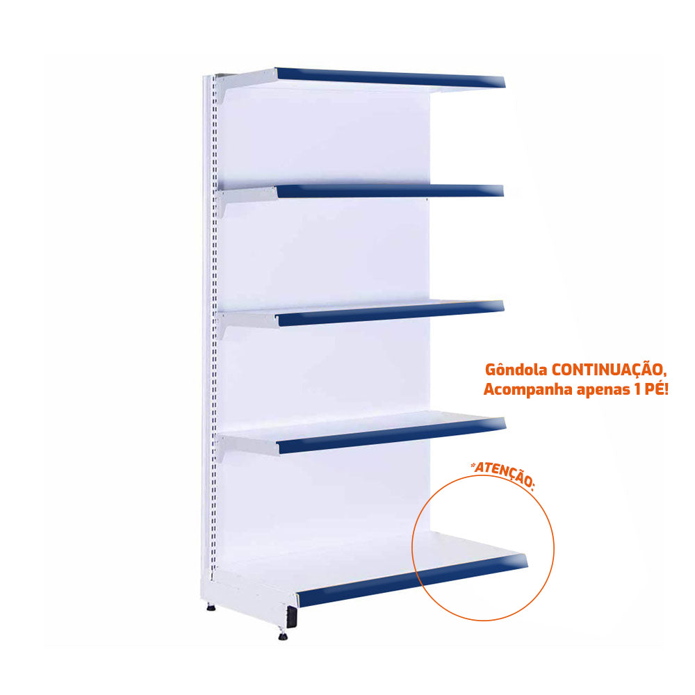 Gôndola Prateleira New Plus 1,70 Parede Continuação GPC - Sa Gôndolas Porta Etiquetas Azul
