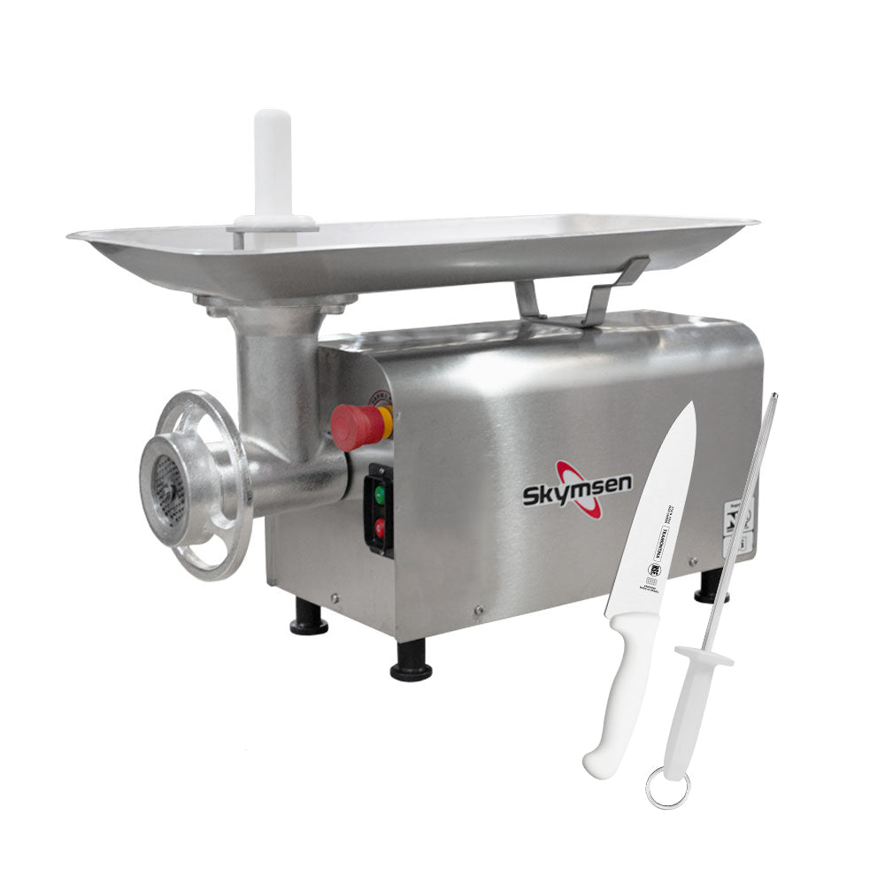 Picador Moedor De Carne Açougue Profissional 1,5 Cv Boca 22 PS22m 127V Skymsen + Faca + Chaira