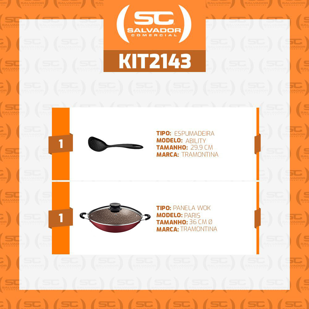 Wok Paris Aluminio Antiaderente 6l Vermelho Com Espumadeira Tramontina