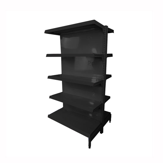 Gôndola Prateleira Preta New Plus 1,70 Central Continuação GCC - Sa Gôndolas Porta Etiquetas Preto