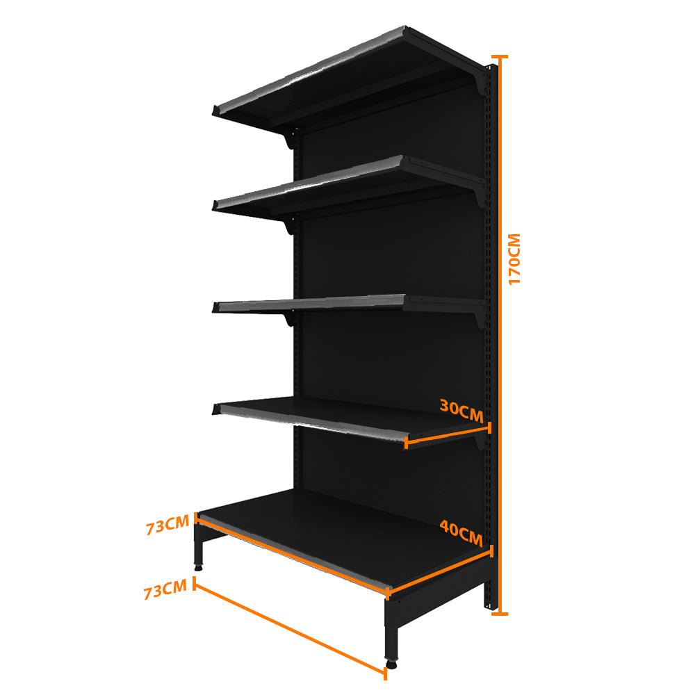 Gôndola Prateleira Preta New Plus 1,70 Ponta GP - Sa Gôndolas Porta Etiquetas Cinza