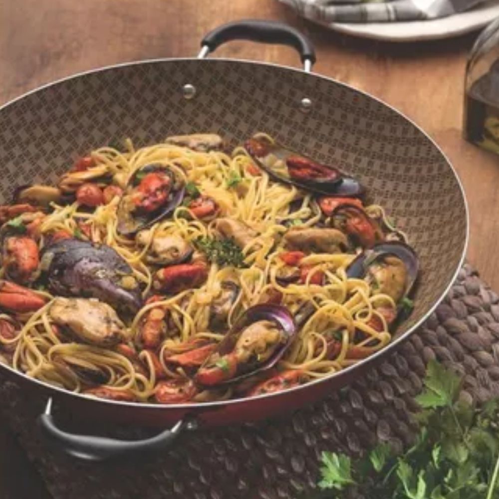 Wok Paris Aluminio Antiaderente 6l Vermelho Com Espumadeira Tramontina