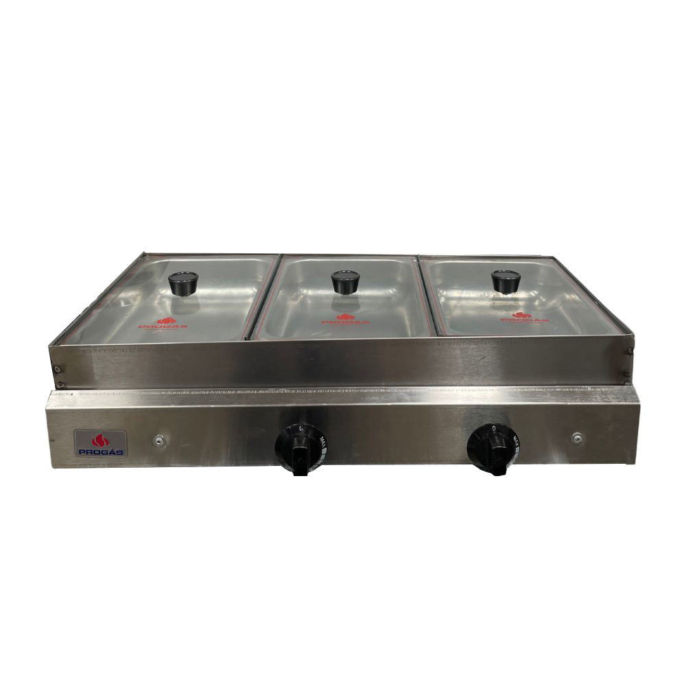 SEMINOVO - Molheira 3 Cubas (Duas Quentes) Tampa de Vidro a Gás PR-03G - Progás