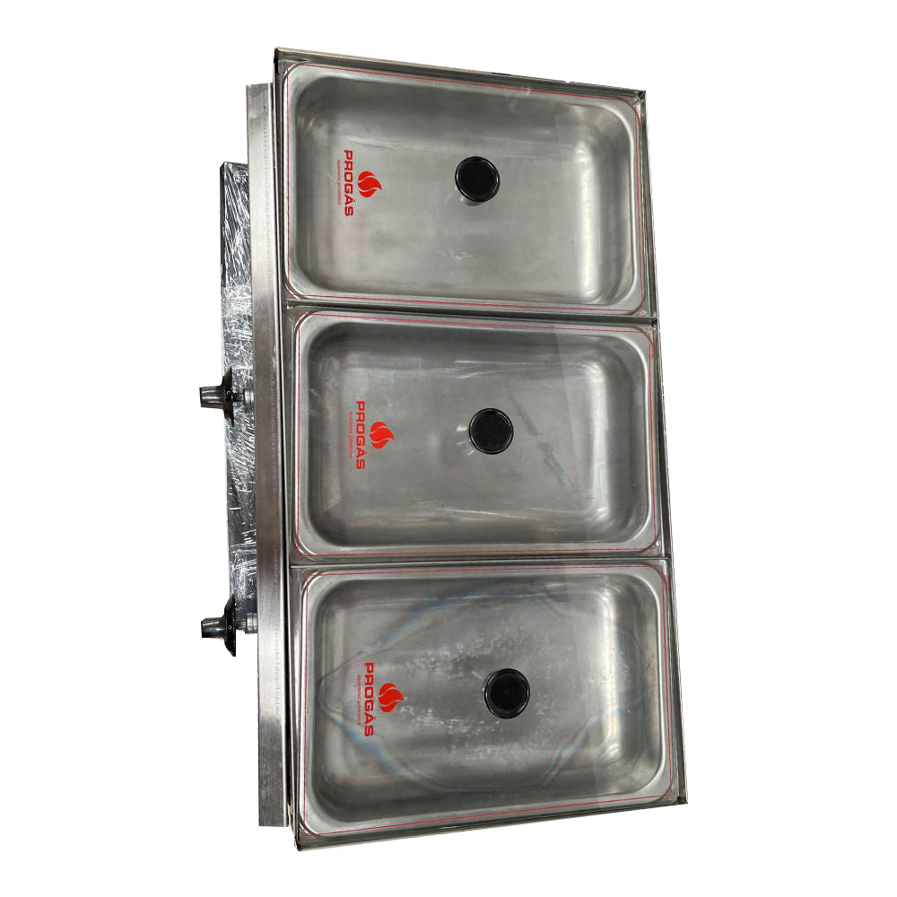 SEMINOVO - Molheira 3 Cubas (Duas Quentes) Tampa de Vidro a Gás PR-03G - Progás