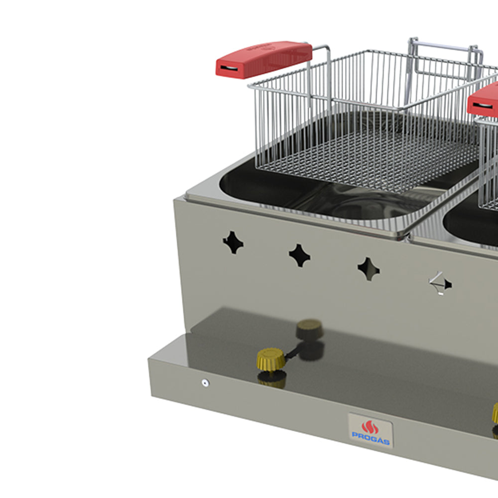 Fritador Tacho Fritura Retangular 2 Cestos Gás 10 Ls Óleo Pr-20g - Progás
