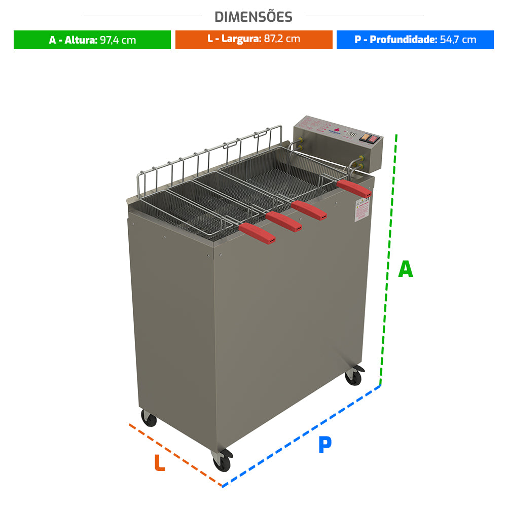 Fritadeira Industrial Elétrica Água e Óleo 36L PR-3008EL 220V - Progás