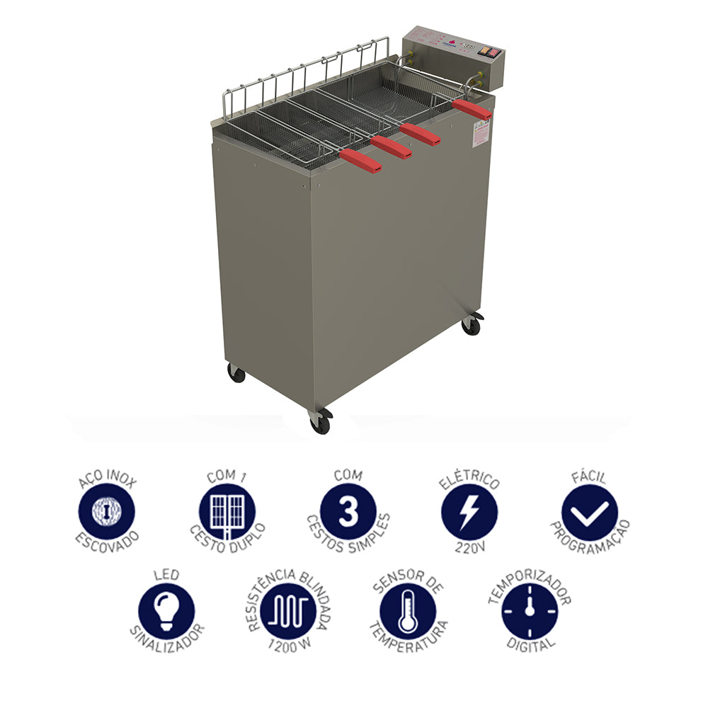 Fritadeira Industrial Elétrica Água e Óleo 36L PR-3008EL 220V - Progás