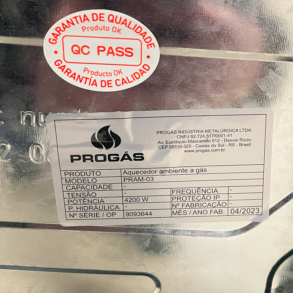 SEMINOVO - Aquecedor de Ambientes a Gás Baixa Pressão 3 Níveis PRAM-03 - Progás