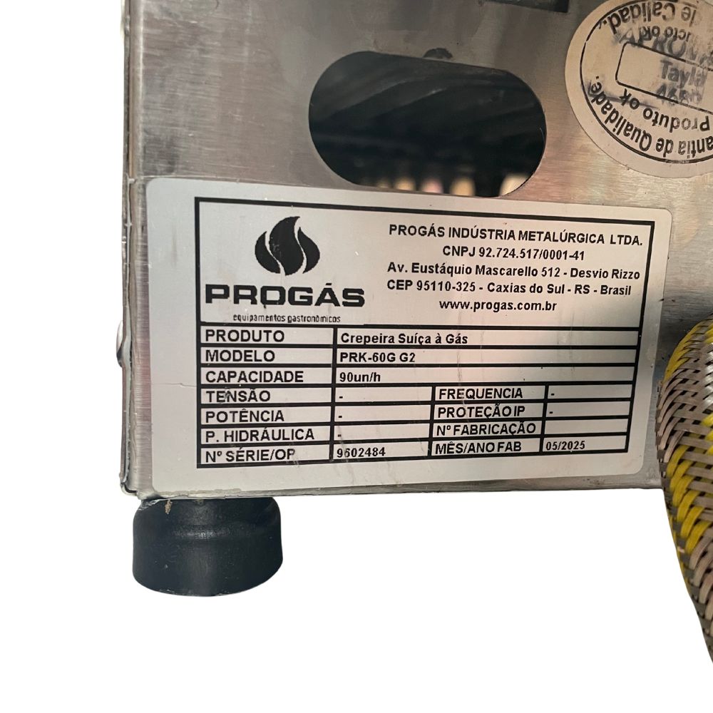 SEMINOVO - Prensa Gás de Crepes Suíço 06 Cavidades PRK-60g Style - Progás