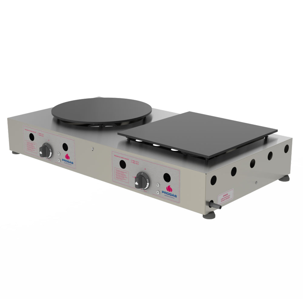 Maquina De Crepe a Gás 1 Chapa Redonda e 1 Chapa Quadrada Inox PRKF-202G - Progás P20187