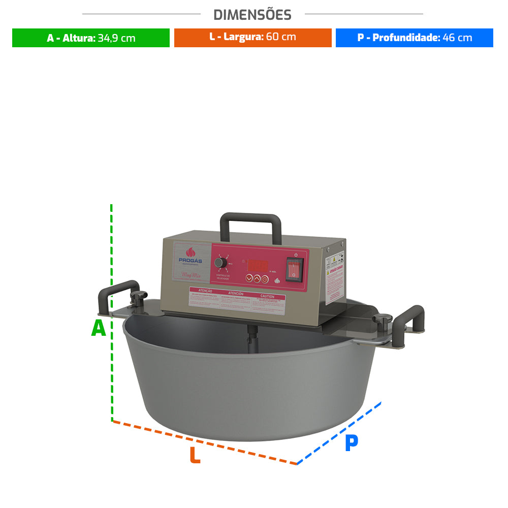 Misturador Panela Mexedora de Brigadeiro Gás 21L Mogmix Prmog-21 Bivolt - Progás