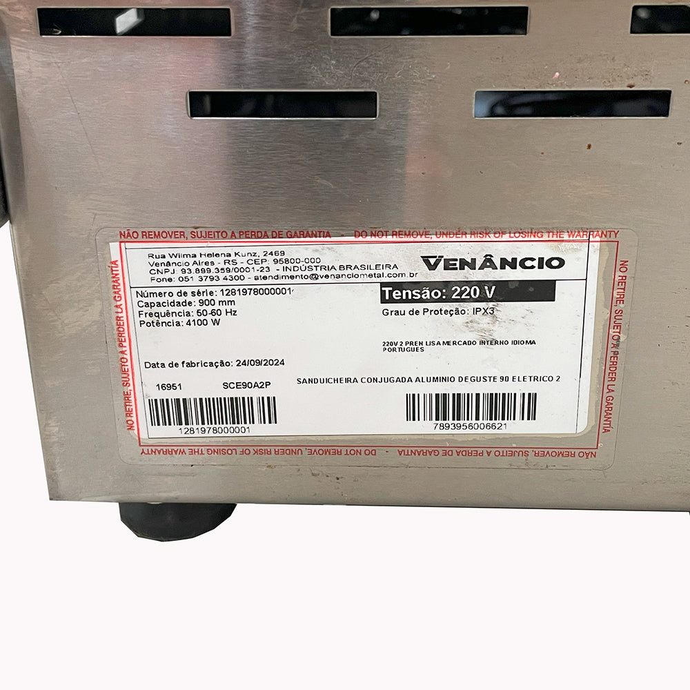 SEMINOVO - Sanduicheira Profissional 220V Conj Elét 2 Prensa Chapa SCE90A2P - Venâncio