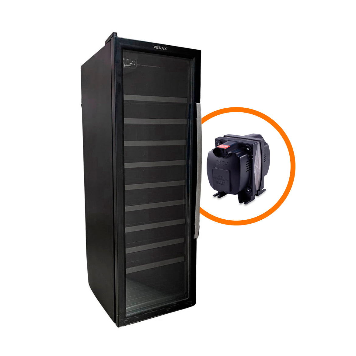 SEMINOVO - Adega Piubella 200 Para 50 Garrafas Preto Porta Invertida Bivolt (com Transformador) - Venax