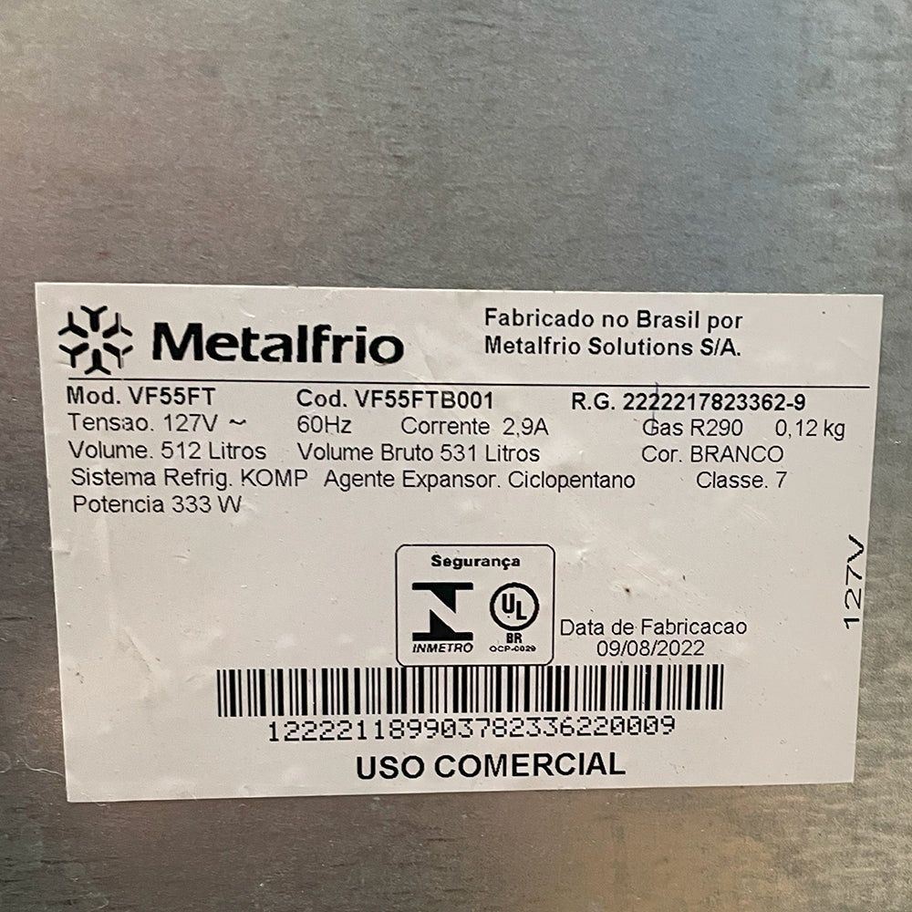SEMINOVO - Freezer Conservador Vertical Tripla Ação Porta Com Visor 512 Litros Vf55ft 127v - Metalfrio