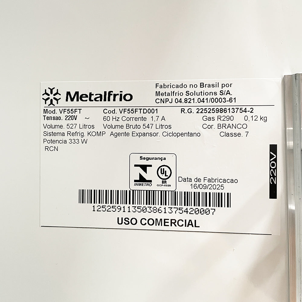 SEMINOVO - Freezer Conservador Vertical Tripla Ação Porta Com Visor 512 Litros VF55FT 220V - Metalfrio
