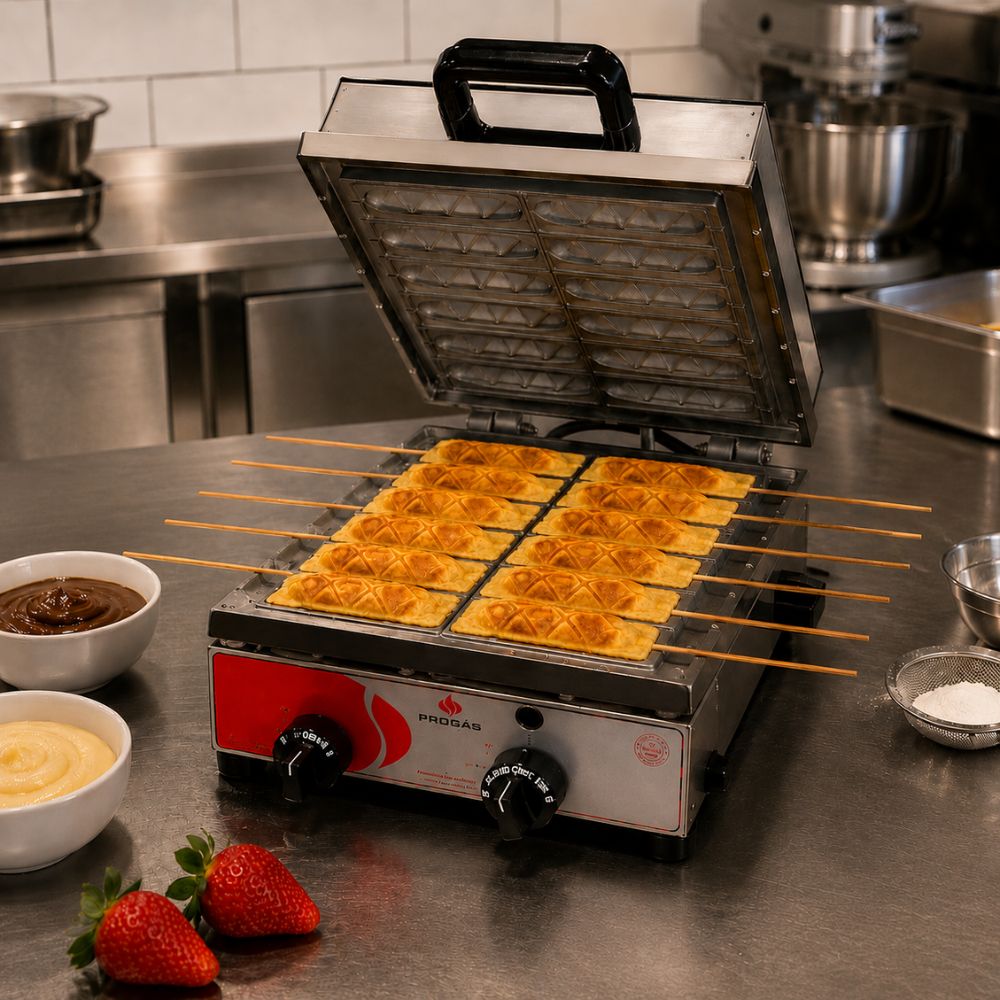 SEMINOVO - Prensa de Crepe Suíço a Gás 12 Cavidades PRK-120G - Progás
