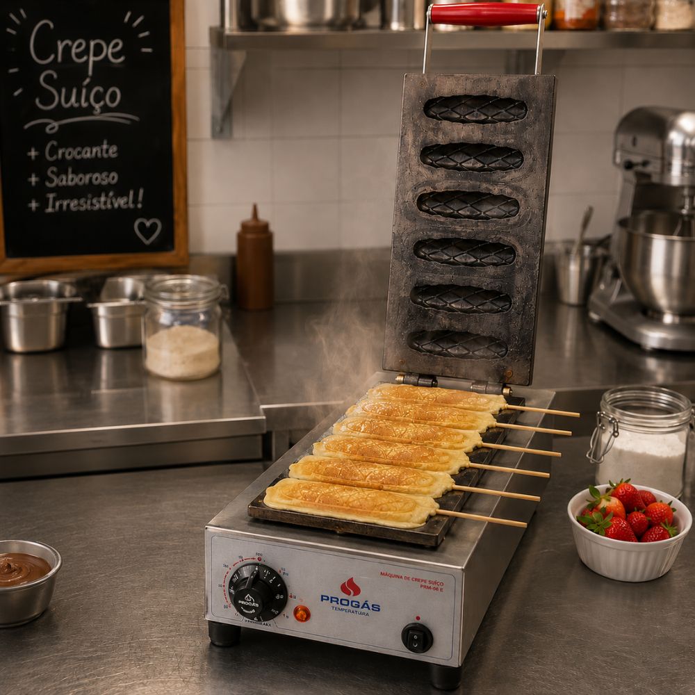 SEMINOVO - Prensa Elétrica de Crepes Suíço 06 Cavidades PRK-06 Style 127V - Progás