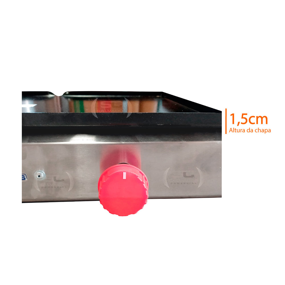 Detalhe da altura da chapa da sanduicheira grill dupla Progas PR1100G, ideal para diferentes tipos de lanches