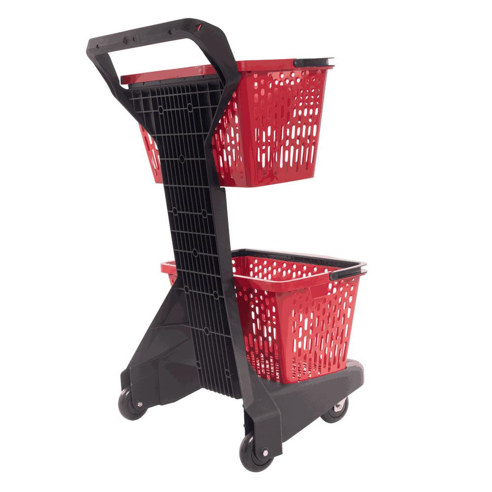 Carrinho de feira com cestos plásticos removíveis