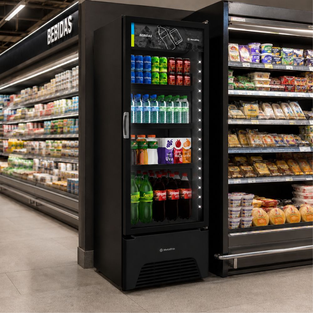 SEMINOVO - Visa Cooler Refrigerador Expositor de Bebidas Vertical 2 a 8ºc 370l Vb40ah 127V All Black - Metalfrio