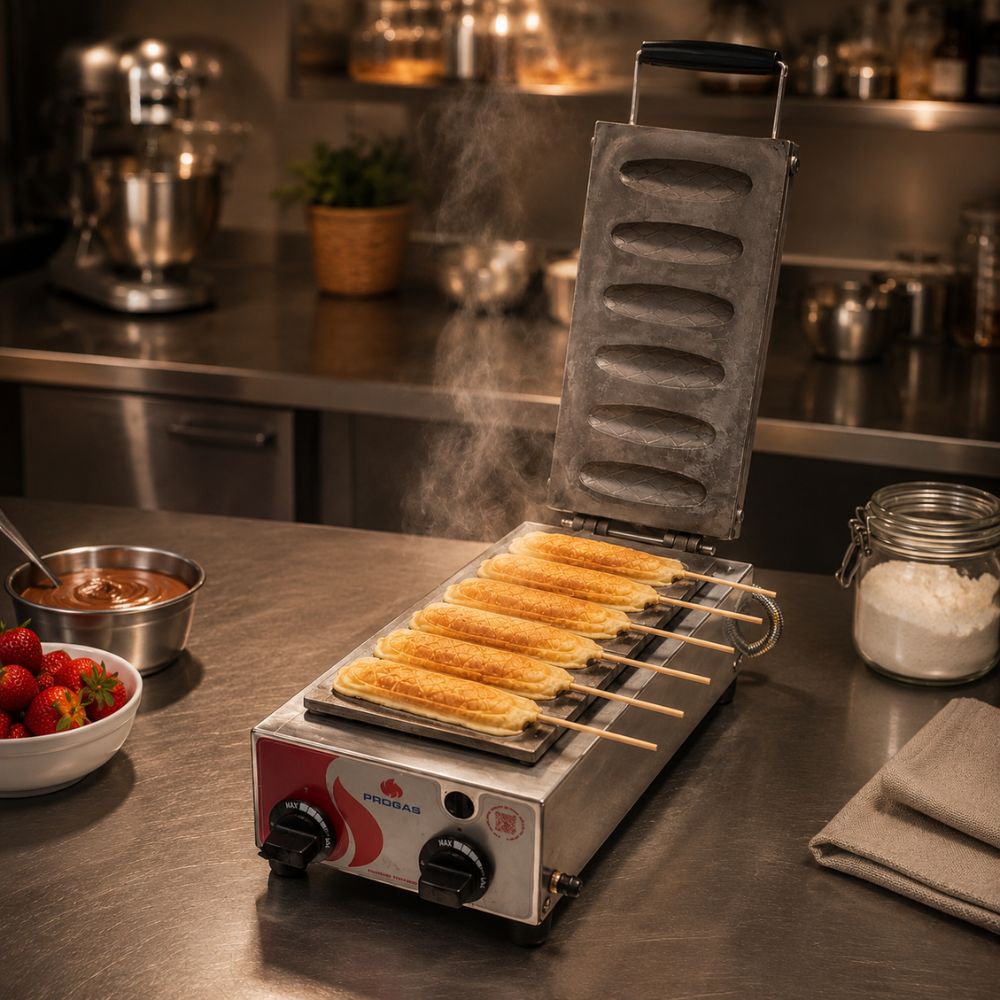 SEMINOVO - Prensa a Gás Crepes Suiço 6 Cavidades PRK-60G + Kit Gás - Progás