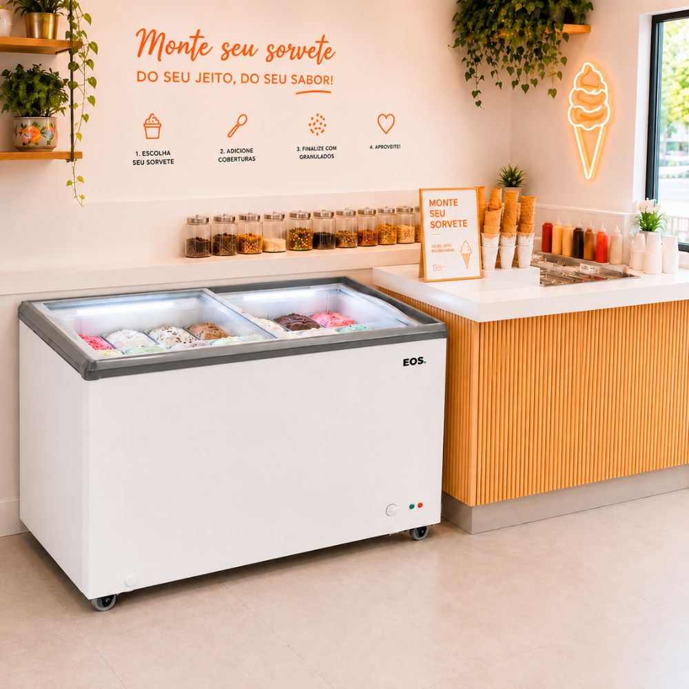 SEMINOVO - Freezer / Conservador Horizontal Tampa de Vidro Eco Gelo 247l EEH300XX 127V - EOS