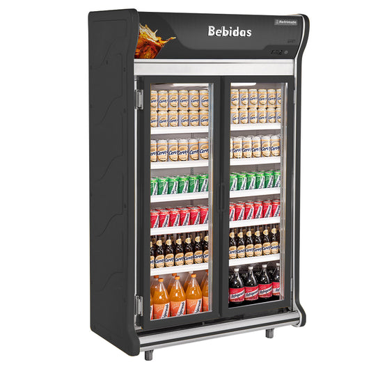 Autosserviço Bebidas ASB1240 Refrimate preto com 2 portas de vidro e iluminação LED interna