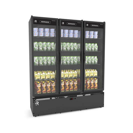 Autosserviço refrigerado 3 portas com iluminação LED para frios e laticínios na Salvador Comercial