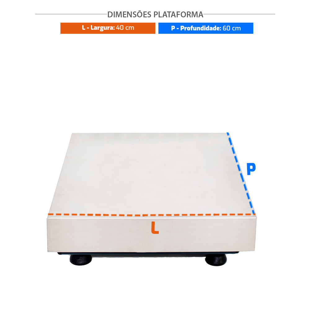  Plataforma 40x60cm da Balança Triunfo 300kg, robusta para pesagem 