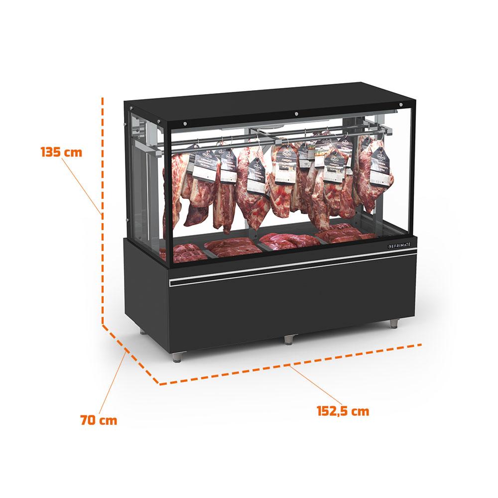 Balcão refrigerado para carnes com gancheira dupla de 1,5 metro da Salvador Comercial

