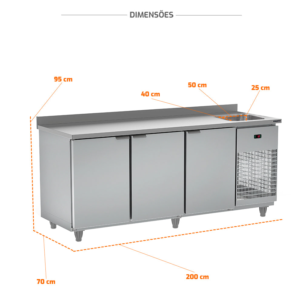 Balcão de Serviço Refrigerado Refrimate BSR2000 com 2 metros, ferramenta essencial para supermercados e padarias que precisam de alta capacidade de refrigeração.