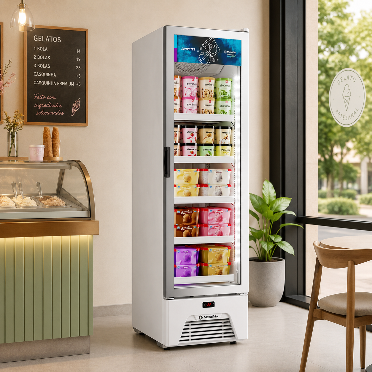 Freezer Vertical Branco 204/337 Litros Frost Free -18°C a -22ºC Slim Inverter VF28 220V - Metalfrio