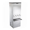 Bebedouro inox coluna 200 litros com 4 torneiras geladas para ambientes industriais e corporativos.