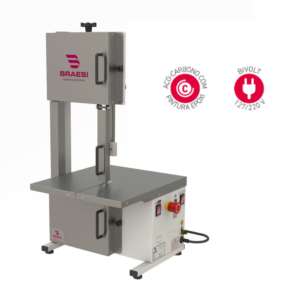 Detalhe do acabamento semi-inox da Mini Serra Fita BSIM-178 Plus durável