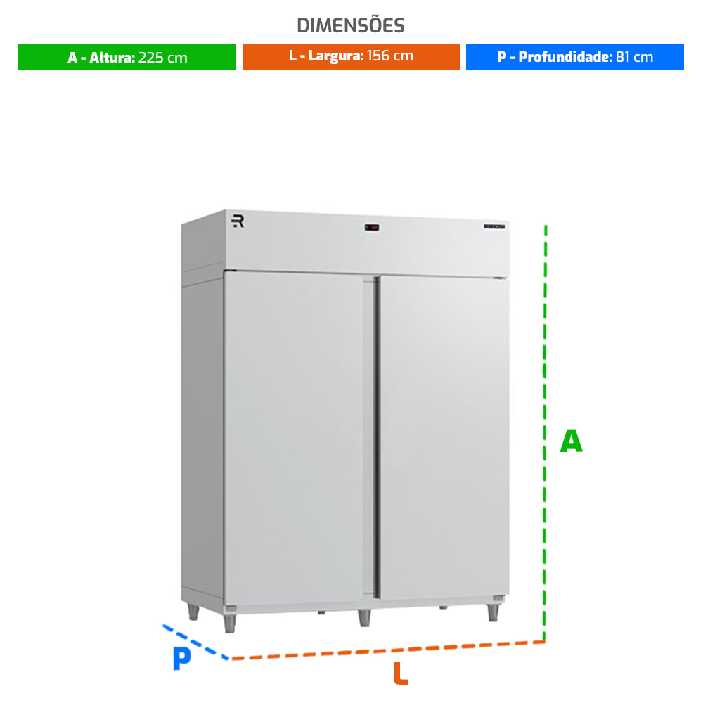 Câmara Frigorífica compacta Refrimate MCVR1900I, com sistema de resfriamento e gancheira para carnes, perfeita para otimizar espaço em cozinhas comerciais.