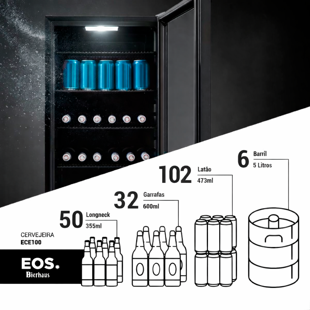 SEMINOVO - Visa Cooler Cervejeira Porta de Vidro Frost Free -6 a 10 ºC 98L ECE100 Bierhaus 220V - EOS