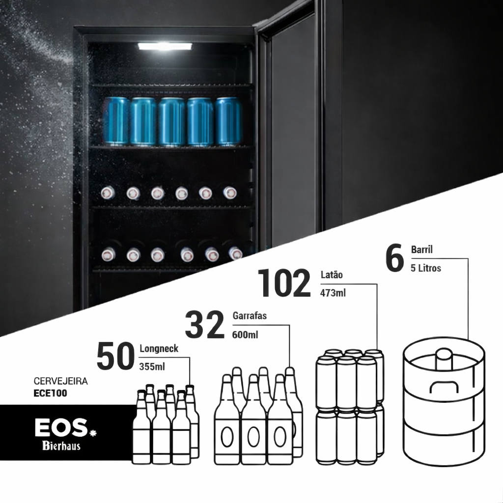 SEMINOVO - Visa Cooler Cervejeira Porta de Vidro Frost Free -6 a 10 ºC 98L ECE100 Bierhaus 220V - EOS