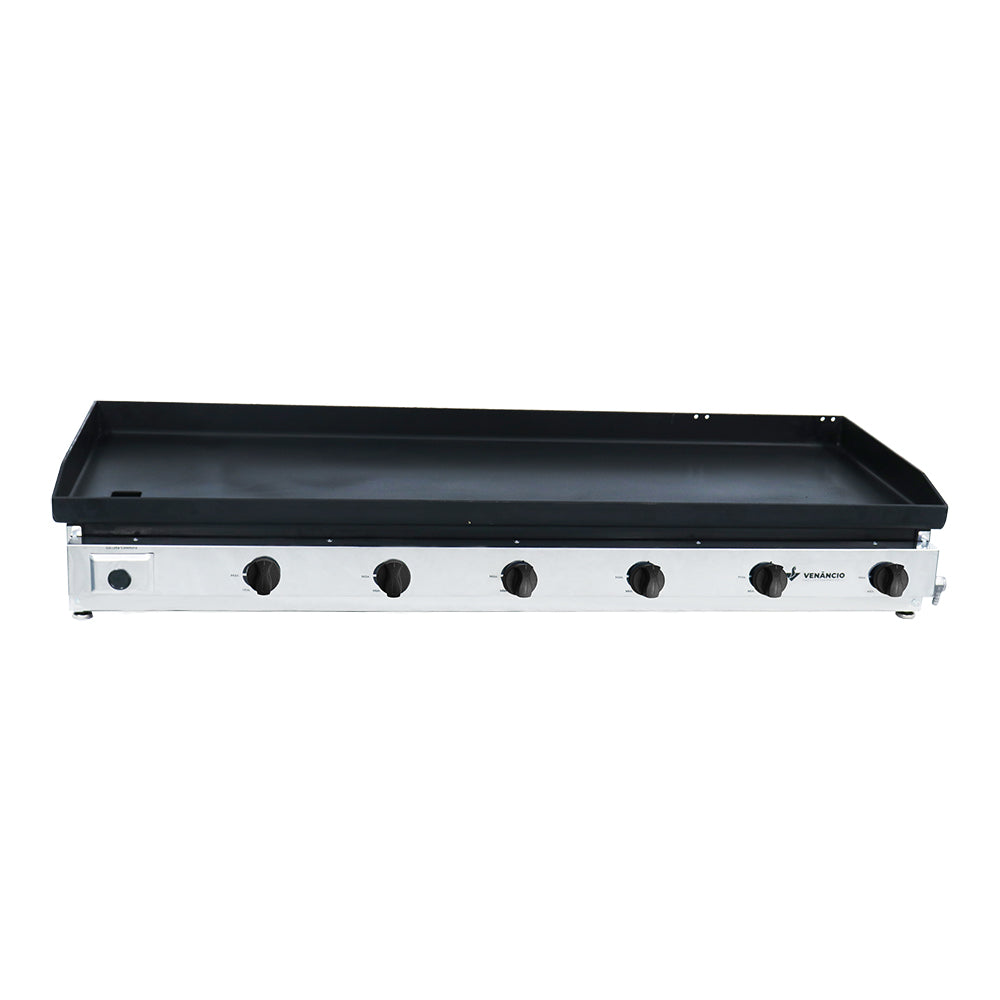Chapa bifeteira a gás Venâncio C140 de aço inox para restaurantes de alto volume e cozinhas industriais