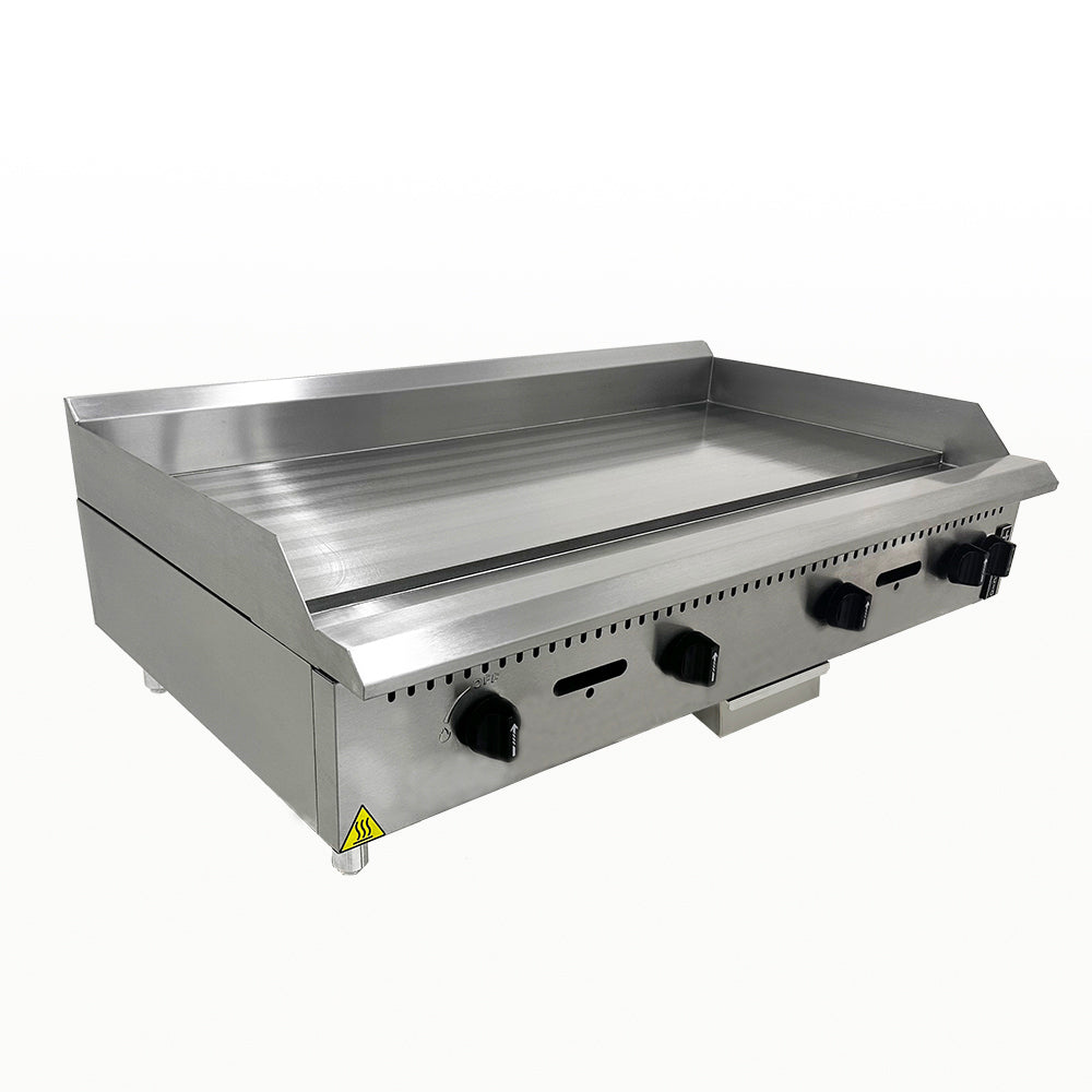 Chapa bifeteira profissional industrial a gás Venâncio PCM120G de 120cm com chapa de 19mm em aço carbono e corpo em inox, ideal para restaurantes de grande porte e cozinhas industriais.